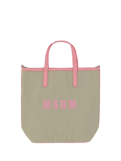 Msgm Small Canvas Shopping Bag In 13