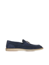 Dolce & Gabbana Dg Logo Suede Loafers In Tono Blu
