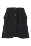 Lanvin High Waist Wool Blend Mini Skirt In Black