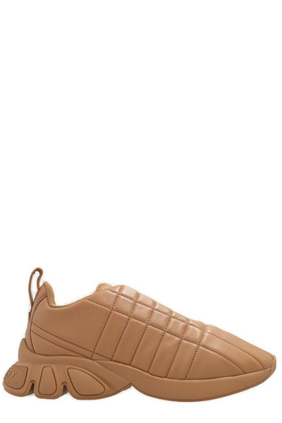 Burberry Quilted Low-top Sneakers In Beige