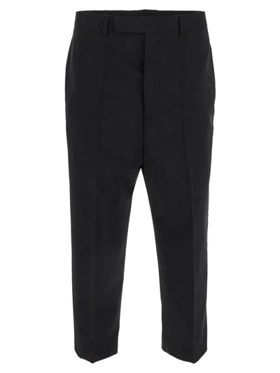 Rick Owens Black Wool & Silk Cropped Astaire Trousers