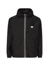 Prada Re-nylon Enamel Triangle-logo Jacket In Nero+bianco