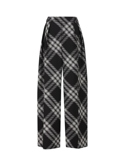 Burberry Vintage Check Wide-leg Trousers In Black