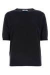 Prada Blue Cashmere Crew-neck Sweater Women In Bleu