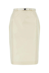 Prada Logo-buckle Straight Faille Skirt In Avorio