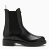 Prada Brushed Leather Ankle Boots In Nero