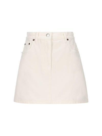 Prada Triangle-logo Mini Skirt In Cd White