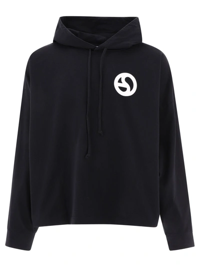 Acne Studios Logo Printed Drawstring Hoodie In Black