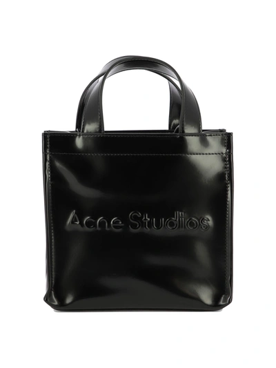 Acne Studios Womens Black Logo-embossed Mini Faux-leather Tote Bag