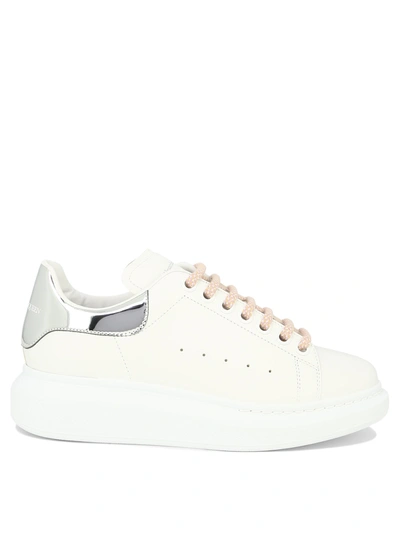 Alexander Mcqueen Metallic-trimmed Leather Exaggerated-sole Sneakers In White