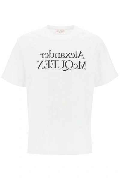 Alexander Mcqueen Reflectd Logo T Shirt In Bianco