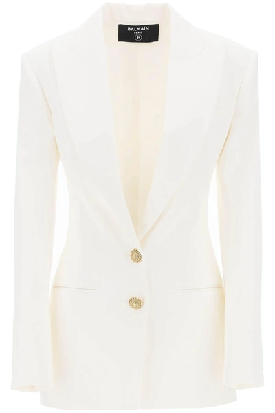 Balmain Fitted Single-breasted Blazer In White