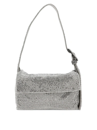 Benedetta Bruzziches Vitty La Mignon' Silver Shoulder Bag With Gem Embellishment In Rhinestone Mesh