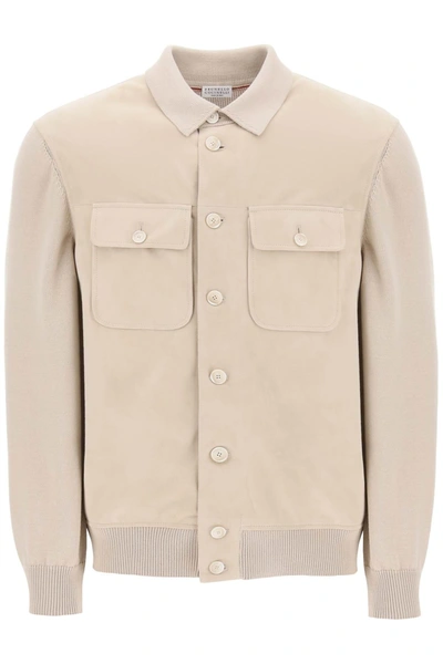 Brunello Cucinelli Hybrid Jacket In Beige