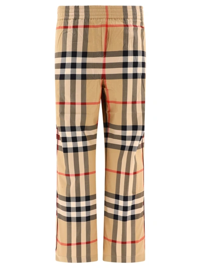 Burberry Check Cotton Trousers In Beige