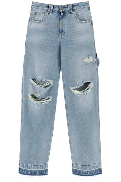 Darkpark Audrey Cargo Jeans With Rips In Blue