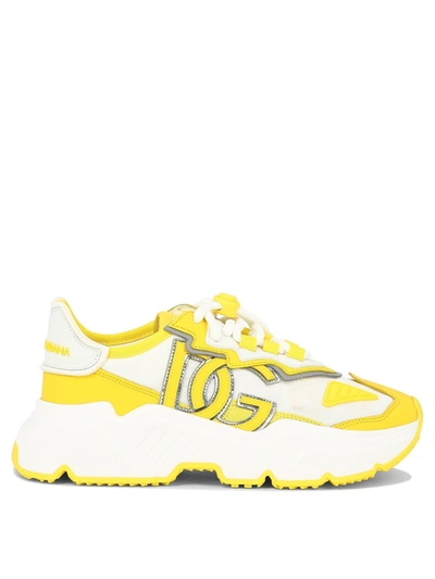 Dolce & Gabbana Daymaster Leather-trimmed Sneakers In Yellow