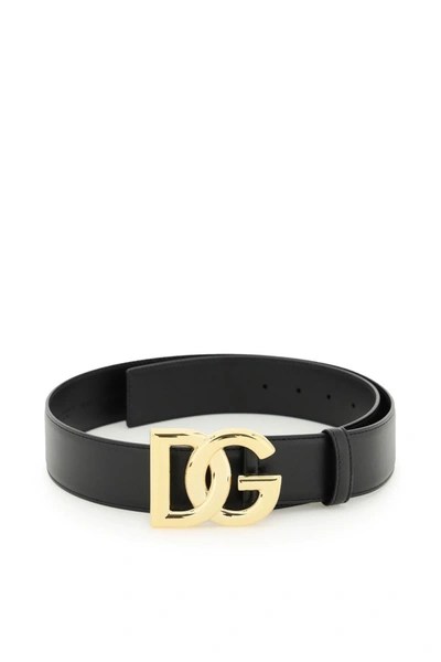 Dolce & Gabbana Leather Belt With Logo Buckle