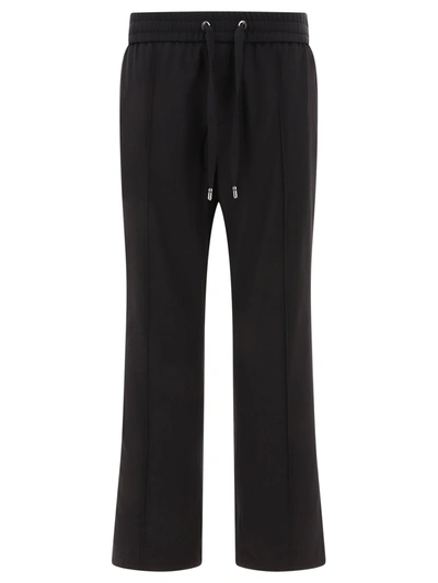 Dolce & Gabbana Logo Patch Drawstring Trousers In Black