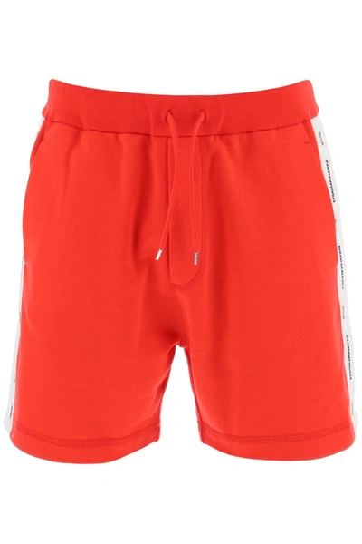 Dsquared2 Burbs Sweatshorts With Logo Bands In Red