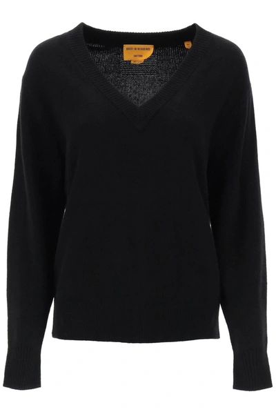 Guest In Residence The V Cashmere Pullover Sweater In Black