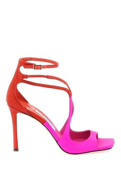 Jimmy Choo Pink Azia 95 Satin Sandals In Mixed Colours