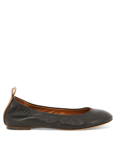 Lanvin Round Head Ballet Flats In Black