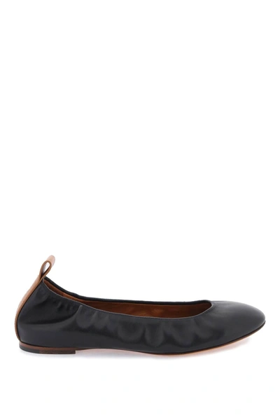 Lanvin Leather Ballerina Shoes In Black