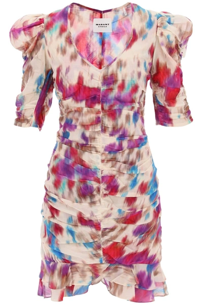 Marant Etoile Sireny Ruched Mini Dress In Mixed Colours