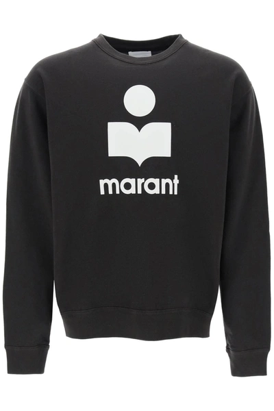 Marant Logo-print Cotton Sweatshirt In Faded Black,ecru