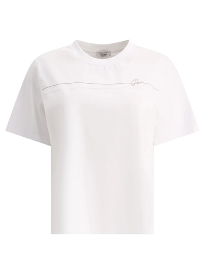 Peserico Appliqué-detail Half-sleeve T-shirt In White