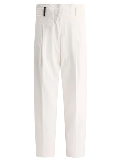 Peserico Trousers With Fringed Details In White