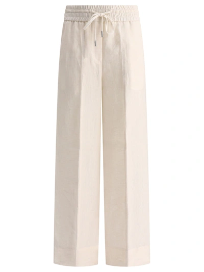 Peserico Wide Linen Trousers In Neutral
