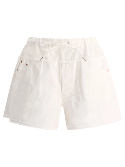 Sacai Shorts With Nylon Inserts In White