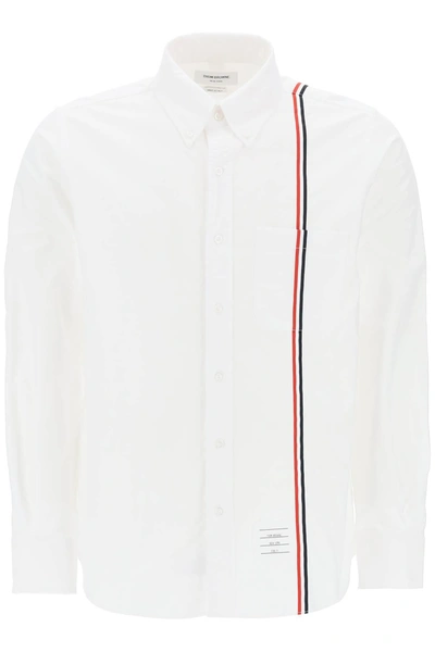 Thom Browne Button Down Shirt With Tricolor Band In White