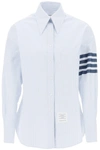 THOM BROWNE THOM BROWNE STRIPED OXFORD SHIRT WITH POINTED COLLAR