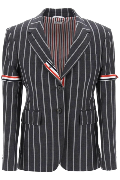 Thom Browne Single-breasted Button-fastening Blazer In Grey