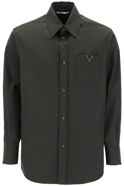 Valentino Snap-up Overshirt In Stretch Nylon In Yellow