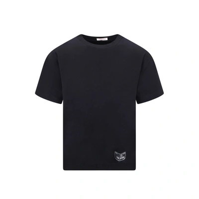 Valentino Cotton Logo T Shirt In Black