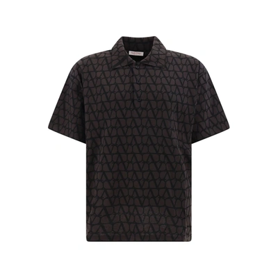 Valentino Toile Iconographe Polo Shirt In Brown