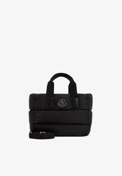 Moncler Mini Caradoc Quilted Nylon Tote Bag In Black