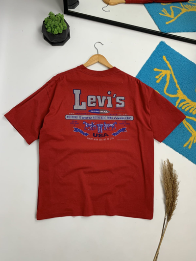 Pre-owned Levis X Vintage 1993 Levi's Back Print Heavy Cotton Oversize T-shirt In Red