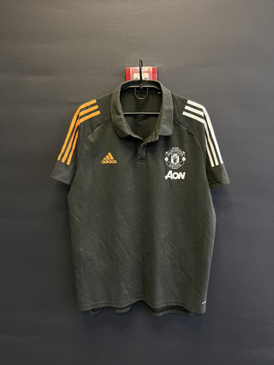 Pre-owned Adidas X Soccer Jersey Blokecore Adidas 3 Striped Manchester United T Shirt Polo In Khaki