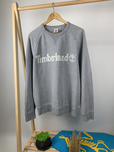 Pre-owned Timberland X Vintage Timberland Big Logo Crew Neck Sweatshirt In Grey