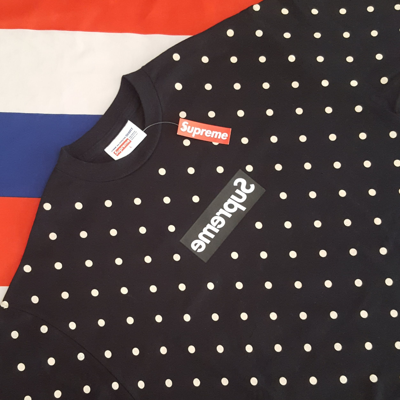 Pre-owned Comme Des Garcons X Supreme Ss12 Cdg Polka Dot Box Logo Tee In Black