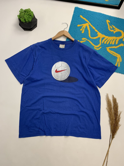 Pre-owned Nike X Vintage 90's Nike Football Ball Print T-shirt In Navy