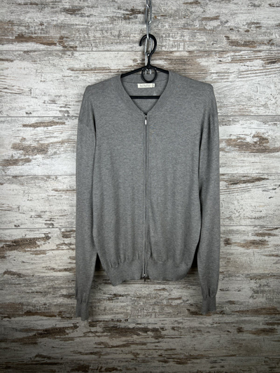 Pre-owned Suitsupply Mens  Cardigan Full Zip Wool Sweater Knitwear In Grey
