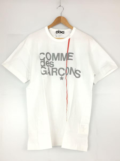 Pre-owned Comme Des Garçons Stripe Logo Tee In White