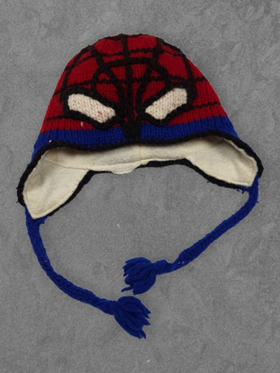 Pre-owned Avant Garde X Cartoon Network Y2k Hype Spider Man Handmade Knited Ushanka Hat In Red