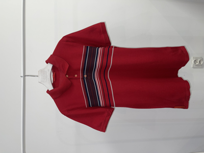 Pre-owned Prada Ss08  Striped Red Tab Logo Red Polo T-shirt